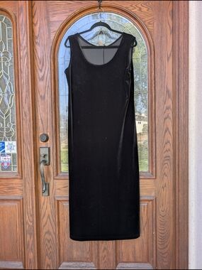 Helene Blake Evening Black Velvet Maxi Dress Vintage Petite 14P